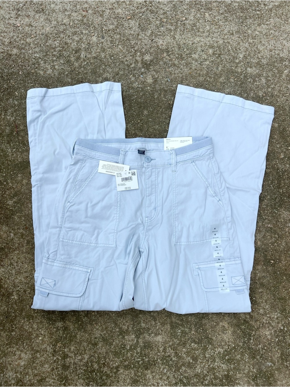 NWT American Eagle Dreamy Drape Stretch Cargo Baggy Wide Leg Jeans Size 4